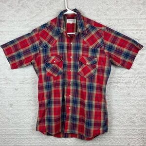 Vintage SHEPLERS Western Plaid Button Up Shirt Medium